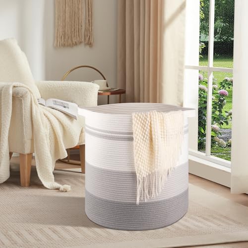 OIAHOMY 80L Laundry Basket Laundry Hamper Nursery Hamper White&Gray - color: Gradient Gray, size: 19*19*21in