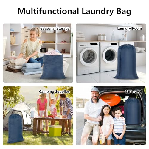 OTraki 28x45 Inch Laundry Bag, Dirty Clothes Travel Wash Bag - color: Navy Blue