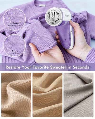 Ruidla Fabric Shaver Lint Shaver Defuzzer, Rechargeable Lint Remover - color: Purple