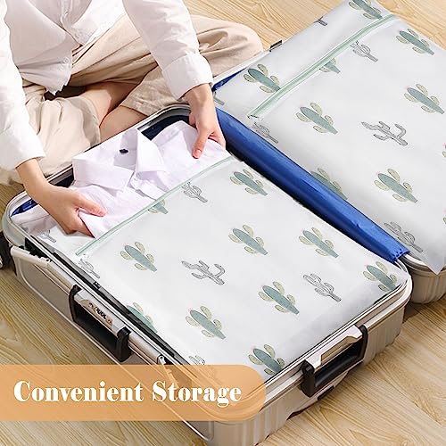 Durable Mesh Zipper Laundry Bags Machine Wash, 5-Piece Cactus Print - color: Cactus
