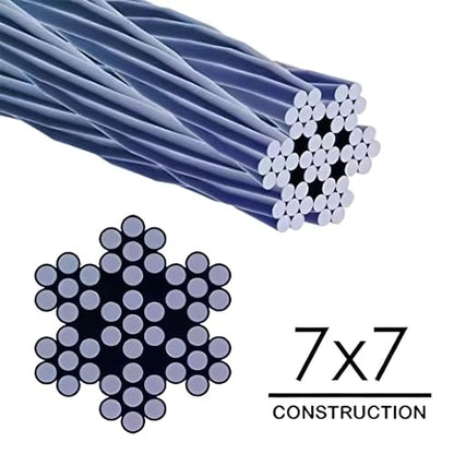 Wire Rope,Equipped with Crimping Pliers,1/16 Wire Rope, Aircraft Cable,304 Stainless Steel Cable,7x7 Strand Core 492FT,368lbs Breaking Strength - size: 1/16 inch 492FT, style: 1/16 inch