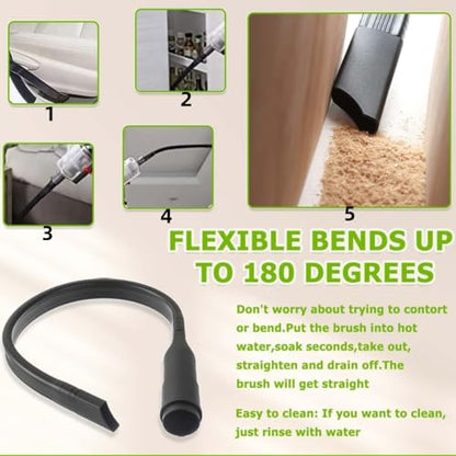 Crevice Tool & Vacuum Brush Head for All Vacuum Cleaners Accepting,Flexible Hose with 1-1/4"(32mm) or 1-3/8"(35mm) Adapter, Multi-Surface Hard-to-Reach Cleaning for Sofas & Appliances