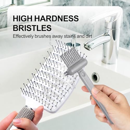 Hair Brush Comb Cleaning Tool Comb,2-in-1 Hair Brush Cleaner Tool, Portable Remover Rake for Removing Hair Dust, Home and Salon Use (Grey) - color: 1 Pack-Grey