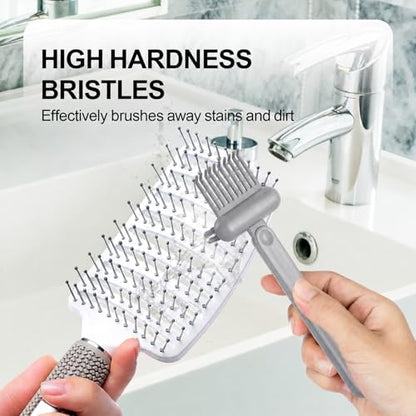 Hair Brush Comb Cleaning Tool Comb,2-in-1 Hair Brush Cleaner Tool, Portable Remover Rake for Removing Hair Dust, Home and Salon Use (Grey) - color: 1 Pack-Grey