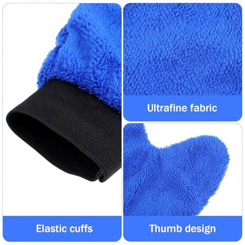 8 Pack Microfiber Cleaning Dusting Mitt, 4 Colors Washable Reusable Cleaning Gloves with Thumb Elastic Glove Cuffs for Car Wheel House Furniture Blinds Kitchen Dust