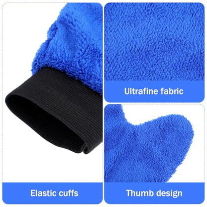 8 Pack Microfiber Cleaning Dusting Mitt, 4 Colors Washable Reusable Cleaning Gloves with Thumb Elastic Glove Cuffs for Car Wheel House Furniture Blinds Kitchen Dust