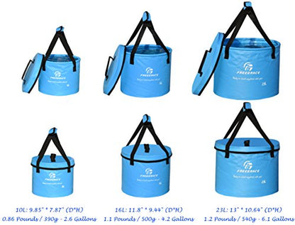 Freegrace Collapsible Water Bucket with Lid 23L Portable Camping Wash Basin - color: Sky Blue, size: 23L