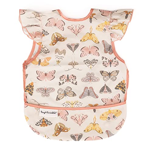Tiny Twinkle Mess Proof Baby Bib for Girls | Waterproof Toddler Bib for Eating | Baby Apron for Feeding | Machine Washable | Perfect Shower Gift (Flutter, 6–24M) - color: Flutter, size: Small 6-24 Months