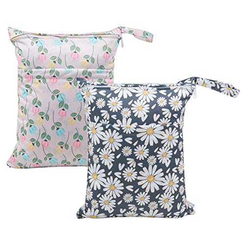 ALVA Cloth Diaper Wet Dry Bags Waterproof Reusable for Baby Cloth/Swimsuit - color: 03 Little colored flowers & little daisies