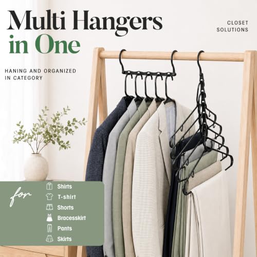 HOUSE DAY Space Saving Hangers 6 Pack with 50 Pack Plastic Hangers, Black - color: Black, size: 56 Pack