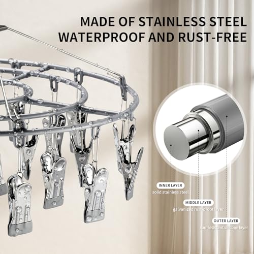 sock hanger for drying bra rack underwear panty hanging dryer baby herb wet - color: Light Gray (24 Clips)