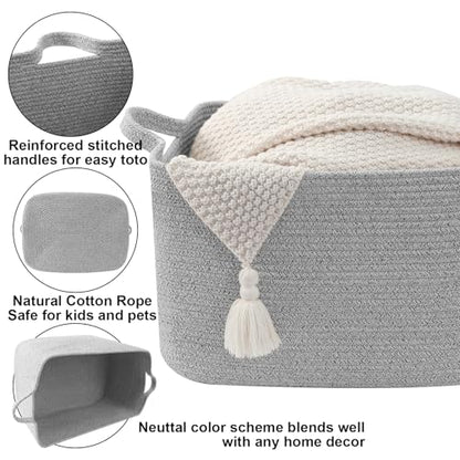 96L Woven Laundry Basket with Handles, Extra Blanket Basket, Grey - color: Grey, size: 96L