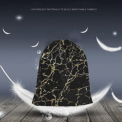 Golden Black Marble Drawstring Bags Backpack Bag Marbling Texture Art Ink Paint Abstract Design Natural Sport Gym Sack Drawstring Bag String Bag Yoga Bag for Men Women - color: Multi-a110