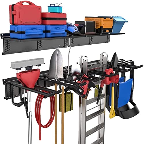 TORACK Garage Tools Storage Rack with Wall Mount Overhead shelves - size: Upgraded Metal Rack