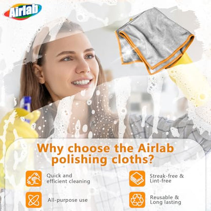 Airlab Glass Polishing Streak Free Miracle Cleaning Cloth, Sliver-Orange - color: Sliver-orange