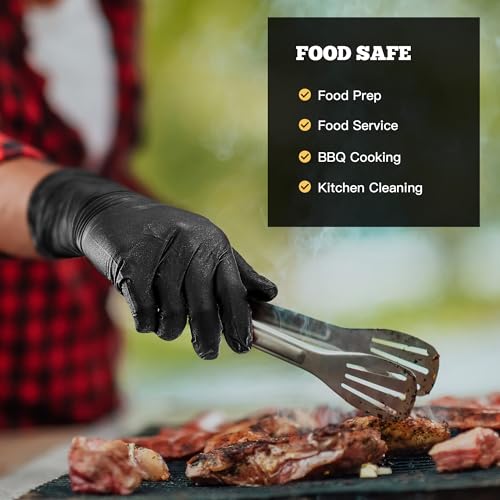 TitanFlex Heavy Duty Black Nitrile Gloves, 6 Mil, Fully Textured, Mechanic Disposable Gloves, Latex Free, Powder Free - color: Black (100ct), size: X-Large