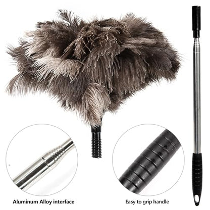 Extendable Ostrich Feather Duster, 26-79 in, for Ceilings and Fans
