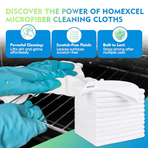 HOMEXCEL White Microfiber Cleaning Cloth 6 Pack 12.5 x 12.5 inch Microfiber Towels for Cars Ultra Absorbent Car Washing Cloth Lint Free Streak Free Cleaning Rags for Car Kitchen Window - color: White, size: 12.5 x 12.5 Inch