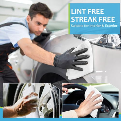Nuenen Car Microfiber Clean Cloths, White, 16 x 16 Inch, 60 Pcs - color: White, size: 16 x 16 inches