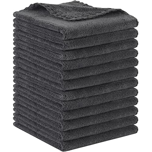 SUNLAND Microfiber Face Cloth 12inchx12inch 12 Pack Darkgrey - color: Dark Grey - 12x12, size: 2 Count (Pack of 6)