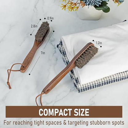 TAKAVU Horsehair Laundry Stain Brush Set, 2 Pack, Soft Bristle