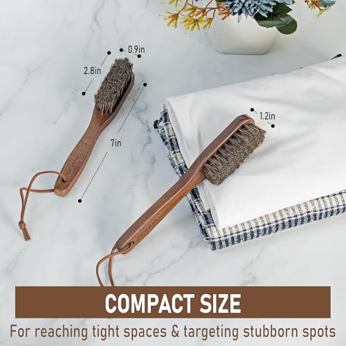 TAKAVU Horsehair Laundry Stain Brush Set, 2 Pack, Soft Bristle