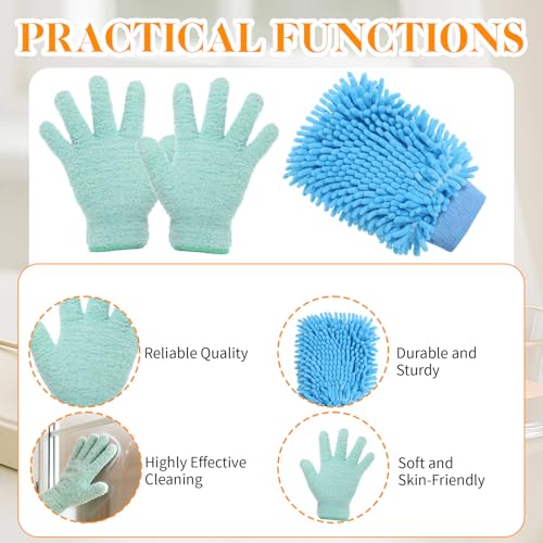 Skrfren 3 Pcs Microfiber Dusting Mitt Gloves for Plants Microfiber Gloves Washable Dusting Glove Dustings Cleaning Glove for House Cleaning Furniture Car Washing