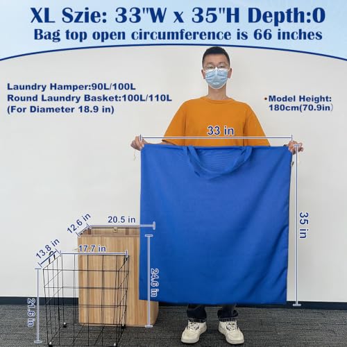 Thick Laundry Bag 33"Wx 35"H,Extra Large Heavy Duty Hamper Liner, XL Blue - color: Blue,1pc XL, size: XL 33"W x 35"H┃1 Pack