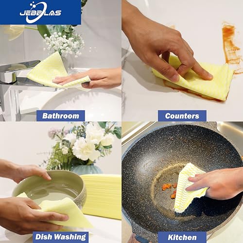 JEBBLAS Handi Wipes Reusable Cloths Dry Cleaning Cloths Dish Towel Dish Cloths Handy Cleaning Wipes,Pack of 50, Yellow - color: Yellow