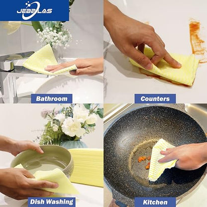 JEBBLAS Handi Wipes Reusable Cloths Dry Cleaning Cloths Dish Towel Dish Cloths Handy Cleaning Wipes,Pack of 50, Yellow - color: Yellow