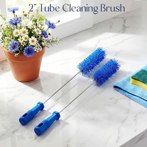 Baderke 2 Pcs Drain Brush Pipe Cleaning Tube Brush, Blue, 19.7 x 2 Inch - color: Blue, size: 19.7 x 2 Inch