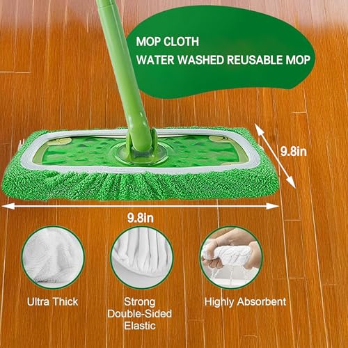 4 PCS Mop Slippers for Floor Cleaning, Microfiber Cleaning House Mop Slippers, Adjustable Size, Reusable Shoe Covers for Floor Cleaning - color: Green1-4