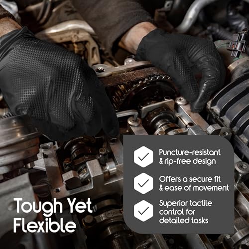 Inspire 6 or 8 Mil HEAVY DUTY Stretch Nitrile Black Gloves Disposable Latex Free - color: Black 8 Mil, size: X-Large