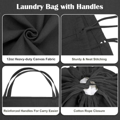 Canvas Laundry Bag 40"W x35"H, Extra Large Heavy Duty Storage Bag XXL Black - color: Black, size: XXL 40"Wx35"H┃1 Pack