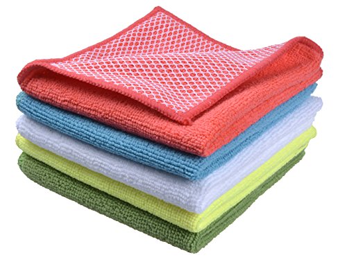 SINLAND Dish Cloth for Washing Dishes Kitchen Washcloth Cleaning Cloth - color: Assorted Color, size: 12inchx12inch 5pack