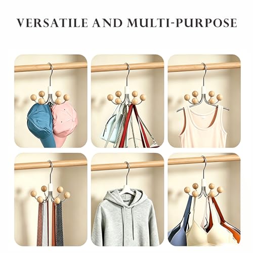 2Pack Sweatshirt Hangers with 6 Cedar Balls, Purse Hanger Scarf Hanger Wood - color: Wood Colour, size: 2 Pack