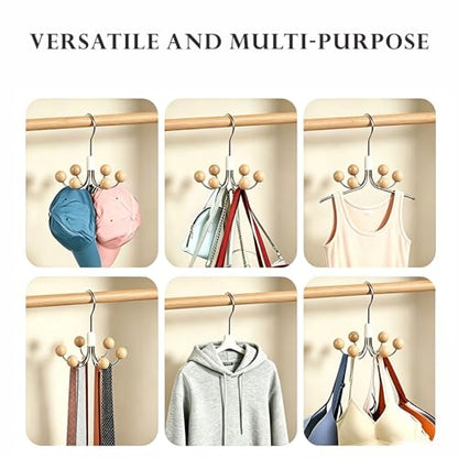 2Pack Sweatshirt Hangers with 6 Cedar Balls, Purse Hanger Scarf Hanger Wood - color: Wood Colour, size: 2 Pack