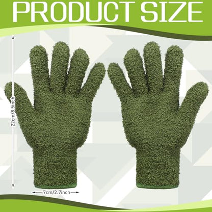 Patelai 2 Pairs Microfiber Gloves for plants Dusting Cleaning Glove Mittens House Cars Blinds Dusting(Olive Drab, Grass Green,Large) - color: Olive Drab, Grass Green, size: Large