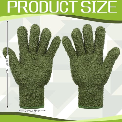 Patelai 2 Pairs Microfiber Gloves for plants Dusting Cleaning Glove Mittens House Cars Blinds Dusting(Olive Drab, Grass Green,Large) - color: Olive Drab, Grass Green, size: Large
