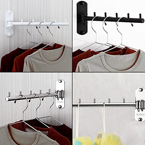 Folding Wall Mounted Clothes Hanger Rack with Swing Arm Stainless Steel Heavy Duty Coat Hook for Bathroom, Bedroom, Laundry Room- White - color: White