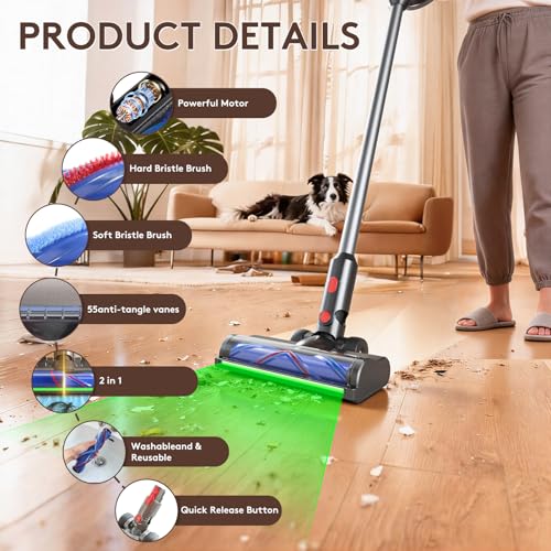 2 in 1 Replacement Vacuum Cleaner Heads for Dyson V7/V8/V10/V11/V15,Vacuum Attachments for Thin Carpets, Hardwood Floors & Tiles - color: B