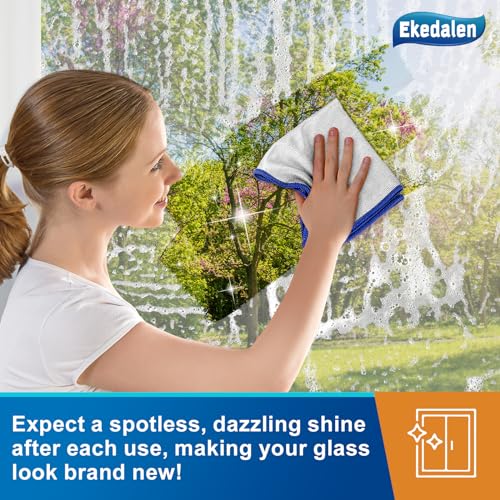 Ekedalen Microfiber Cleaning Cloth Lint Free Glass Polish, Silver-Blue - color: Silver-blue