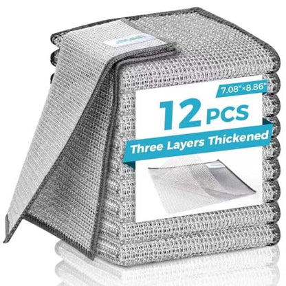 Forggon Non Scratch Wire Dishcloth,New Upgrade 3-Layer,12pcs,7.08"X8.86" - color: 12pcs[three-laye], size: 7.08x8.86-12Pack