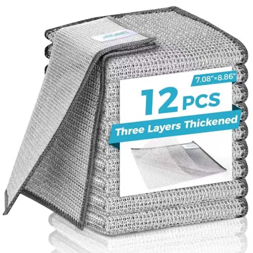 Forggon Non Scratch Wire Dishcloth,New Upgrade 3-Layer,12pcs,7.08"X8.86" - color: 12pcs[three-laye], size: 7.08x8.86-12Pack