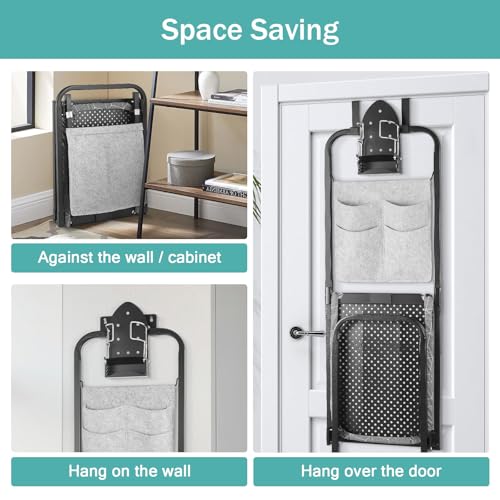 Seiritex Over the Door Ironing Board 14x42 inches with Iron Holder and Pocket Storage Bag, Hanging Iron Board for Home Laundry Room, Black - size: 14x42 inches