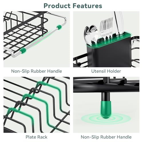TOOLF in Sink Dish Drying Racks, Large Dish Drainer with Utensil Holder - size: Large Size