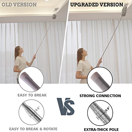 Upgraded Thickened Extension Pole 16'-80', Sturdy Long Telescoping Pole Attachment Microfiber Duster for High Ceiling Cleaning by OOSOFITT