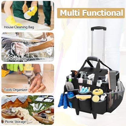 HODRANT Large Cleaning Caddy with Detachable Trolley & Shoulder Strap