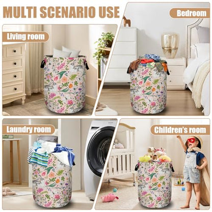 Bunny Rabbit Laundry Basket, Foldable Rabbit Flower Laundry Hamper Tote Bag Dirty Clothes Storage Bucket Organizer for Bathroom/Laundry/Bedroom 15.7"x19.6" - color: Cute Rabbit