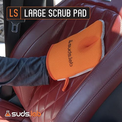 Suds Lab Oversized Scrub Pad – Heavy Duty Car Wash and Interior Cleaning Mitt for Auto, Upholstery, and Detailing | Durable, Scratch-Free Cleaning Tool (Pack of 2) - size: Oversized (Pack of 2)